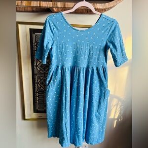 Hanna Andersson Light Blue Floral Pocket Dress